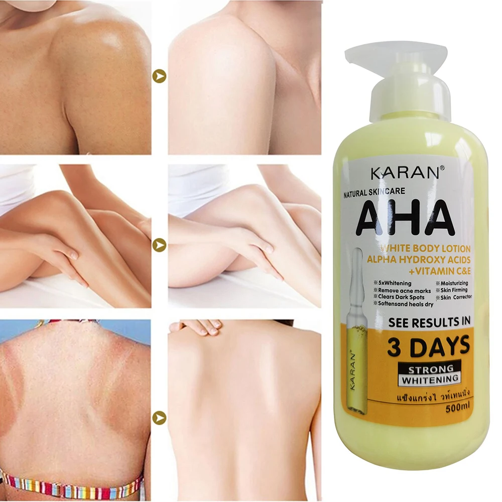 500ml Whitening Body Lotion Hydroxy Acids+Vitamin C&E Skin Beautifying Brightening Body Lotion Delicate Smooth Skin Care Cream
