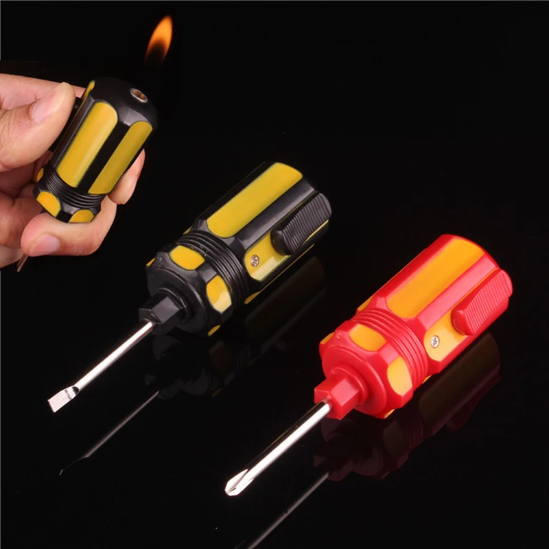 Creative Mini Screwdriver Lighter Inflatable Open Flame Butane Screwdriver Tool Model Lighter Personalized Smoking Accessories