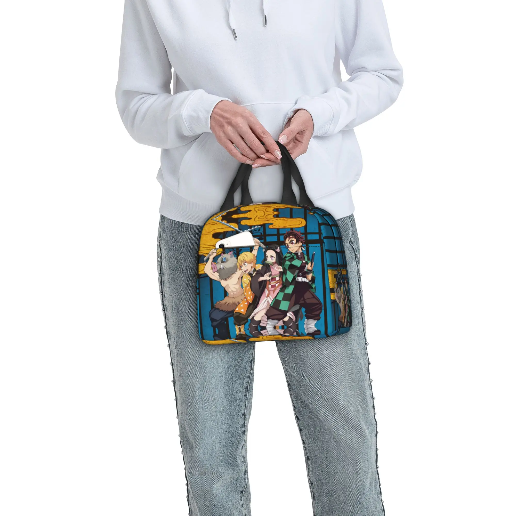 Custom Demon Slayers Insulated Lunch Tote Bag for Women Men Manga Resuable Thermal Cooler Food Lunch Box Work School Travel view 5