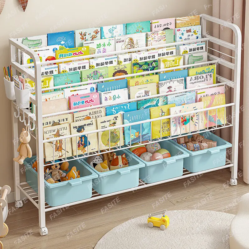 Children's bookshelves, picture book shelves, floor toy, two-in-one storage shelves, integrated reading area bookcases