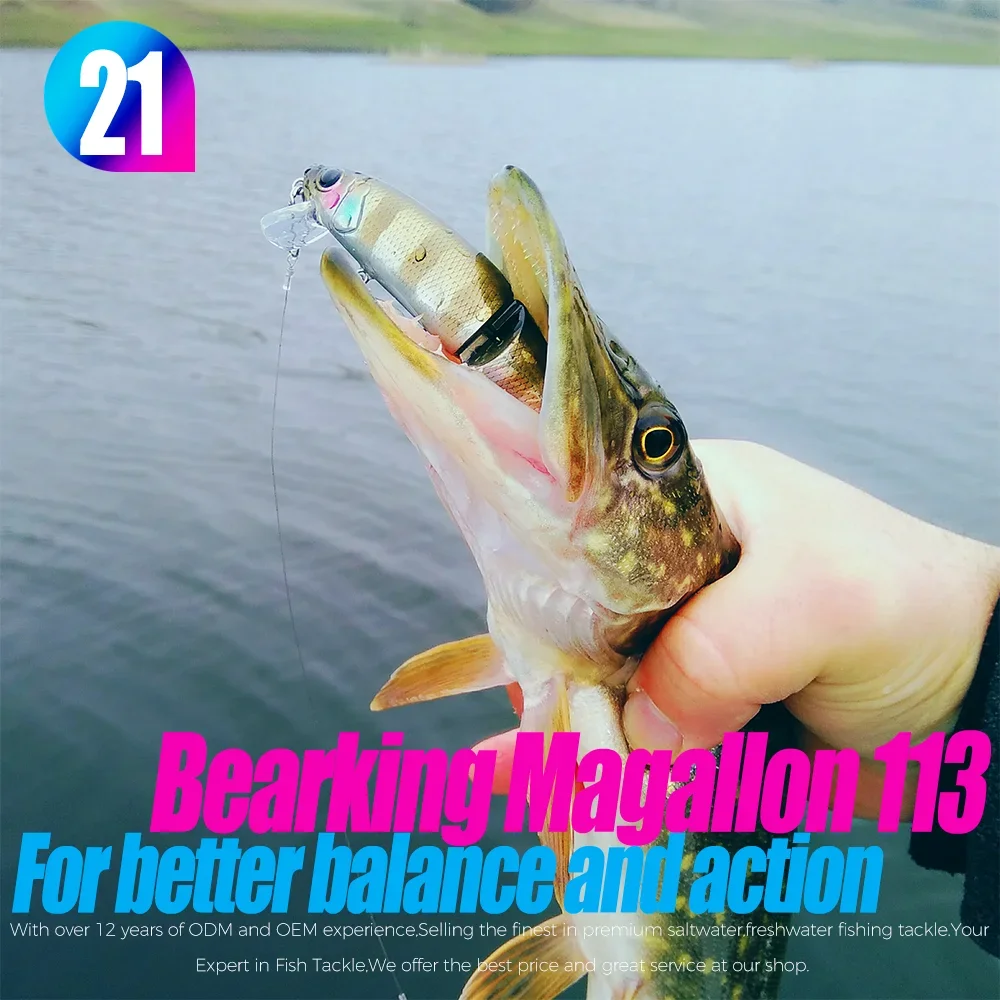 Bearking 11.3cm 13.7g  hot fishing lure minnow quality professional bait swim bait jointed bait equipped black or white hook image 4