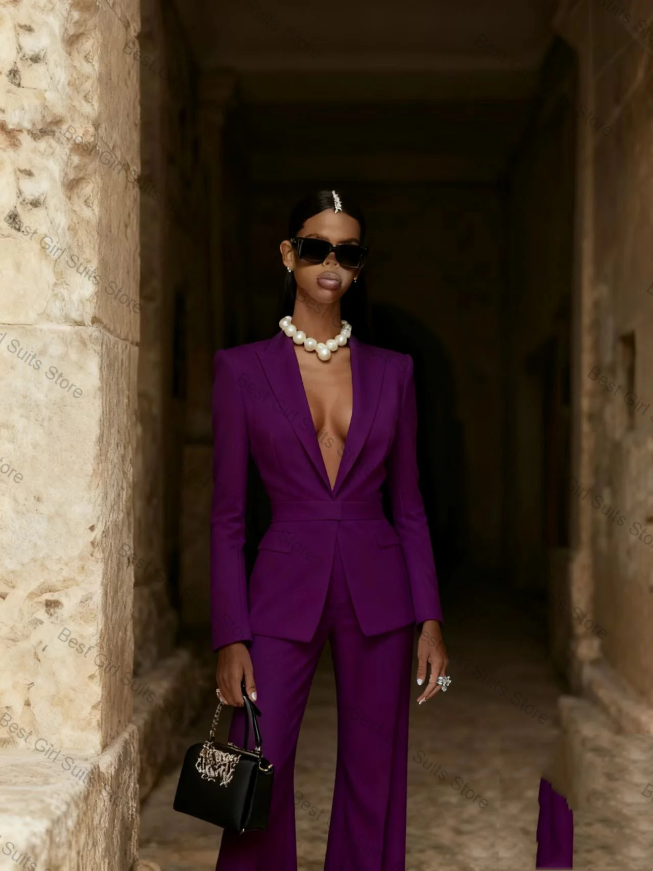 ピンクの女性スーツセット 2 ピースショートブレザー + パンツズボン綿春フォーマルオフィスレディジャケットカスタマイズされたプロム結婚式コート