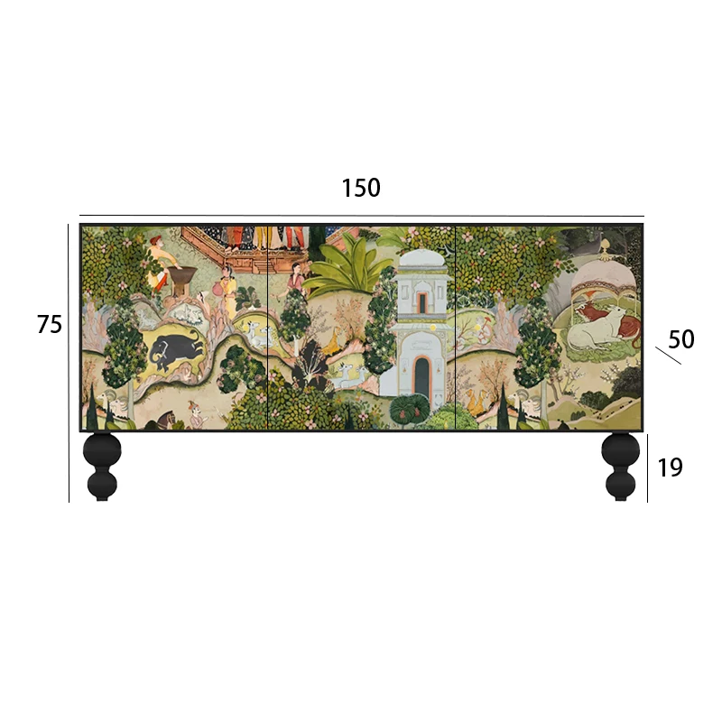 

American-Style Retro Solid Wood Living Room Locker Wall-Mounted Sideboard Cabinet Home Storage Cabinet