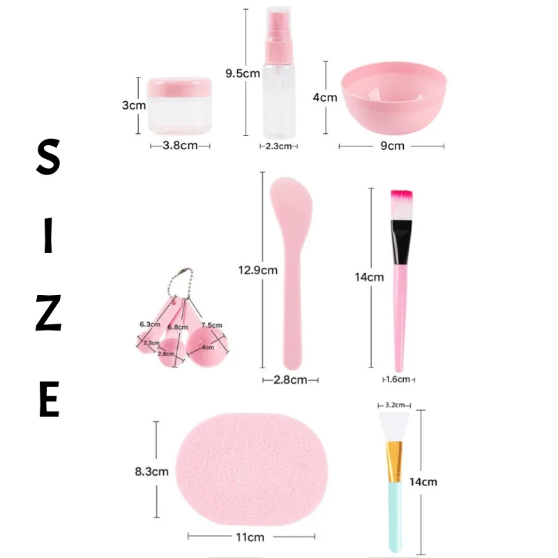 7-11 Stück DIY Gesichtsmaske Herstellung Kit Schüssel Spachtel Pinsel Flasche Puff Handtuch Gesichtsmaske Mischwerkzeug Kit für den Heimgebrauch im Schönheitssalon – Detail 1