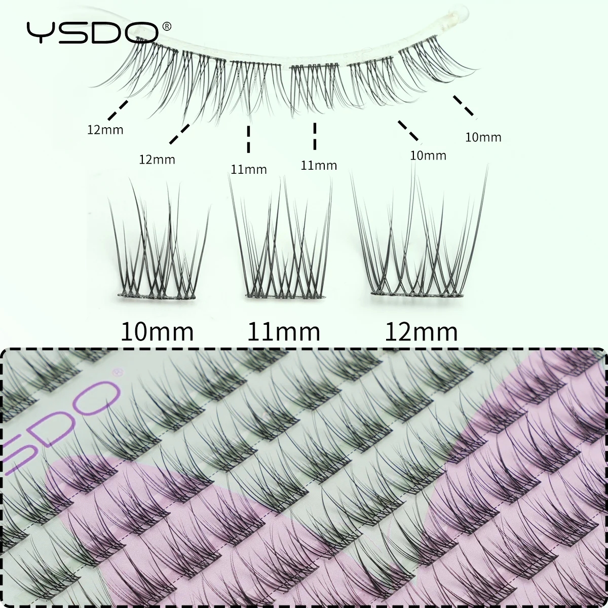 YSDO 10/14 Rows Natural Eyelash Extension Premade Volume Fans Individual Lashes Mink False Eyelashes Cluster Lashes Makeup Cilia