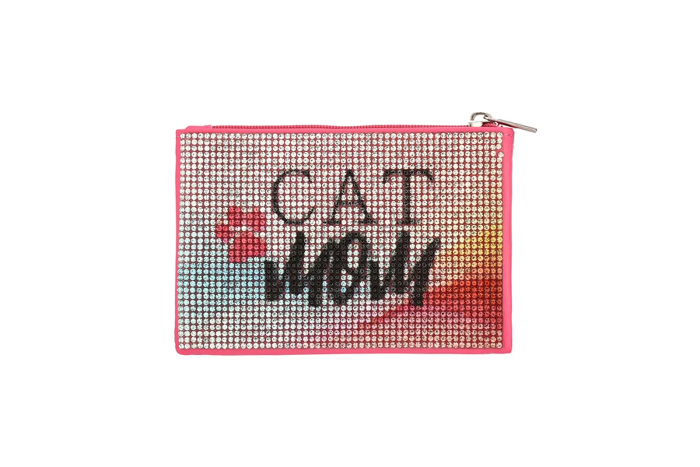Gradient Rhinestone Cat Mom Zipper Pouch, Sparkly Crystal Pet Lover Coin Purse, Fashion Bling Mini Wallet