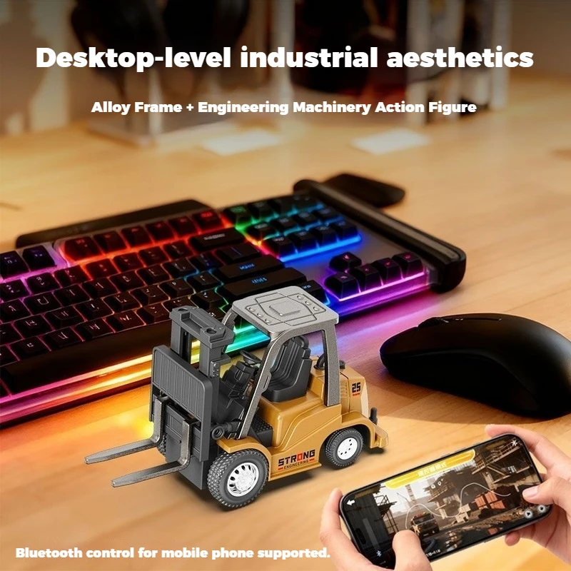 Miniexcavadora de escritorio, camión volquete, carretilla elevadora, aplicación móvil Bluetooth para controlar a los niños, coche de Control remoto, juguete de descompresión