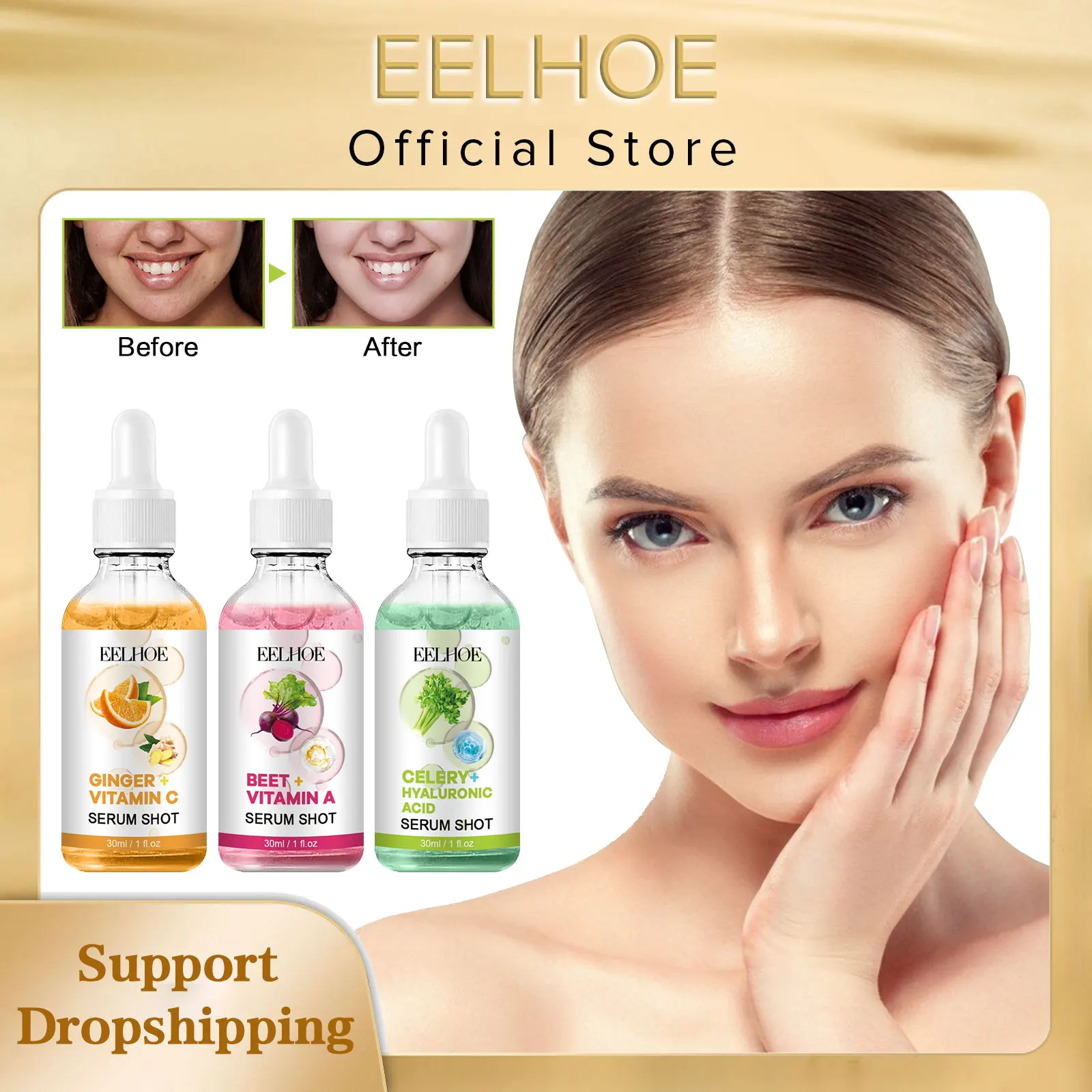 

EELHOE Serum for Face Whitening Remove Dark Spots on Skin Brightening Shrink Pores Anti Wrinkle Facial Essence Fade Fine Lines