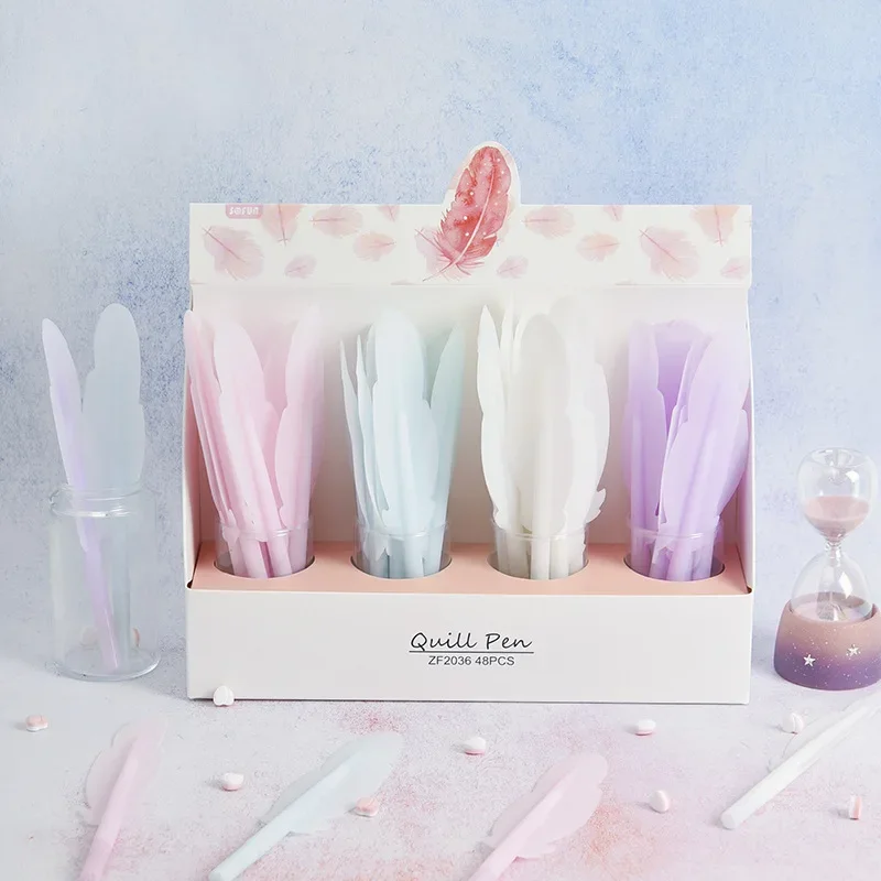 

48PCS New feather silicone Rollerball pen creative cute modeling pen student stationery