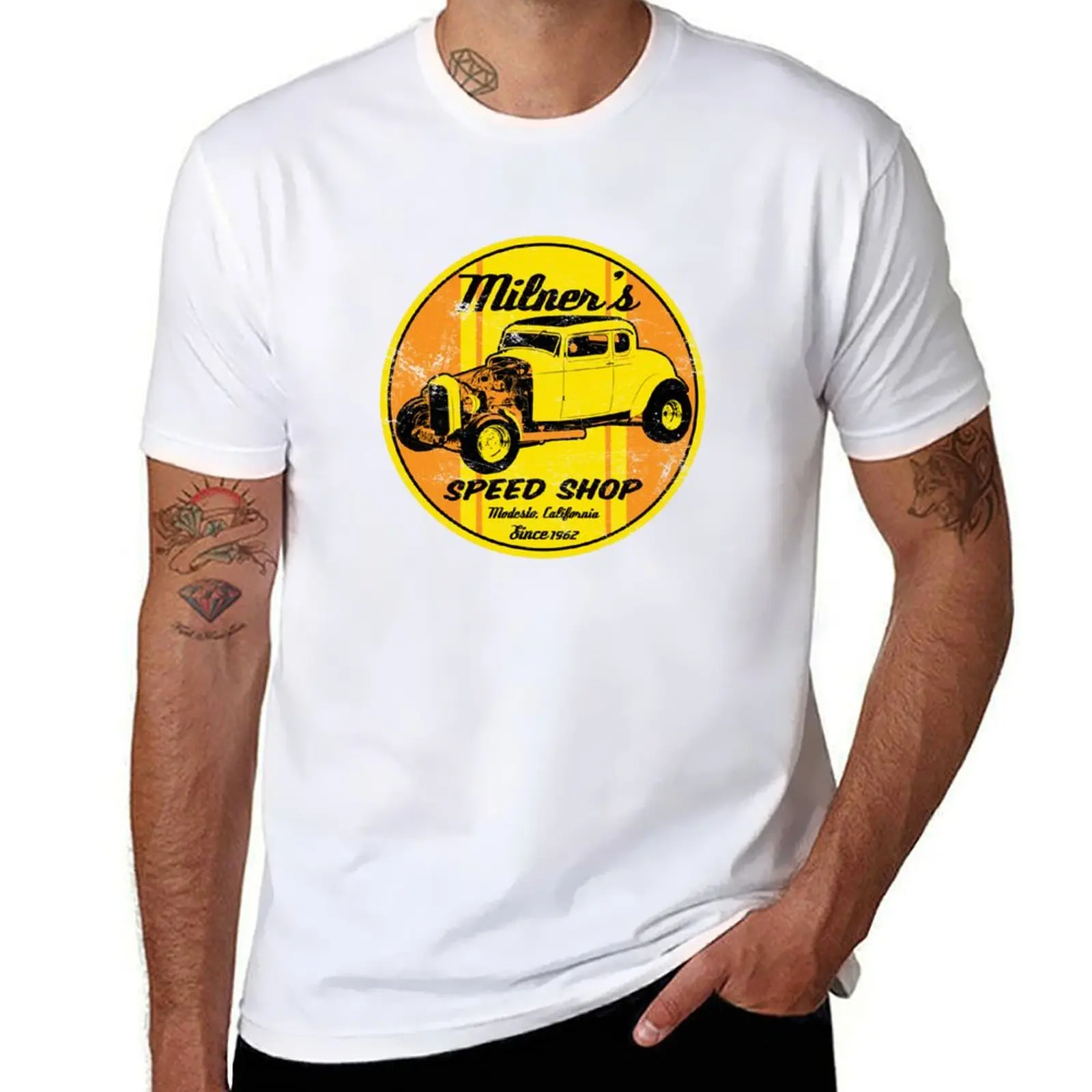 

Milner's Speed Shop T-Shirt rapper graphic tees korean fashion anime figures mens graphic t-shirts funny