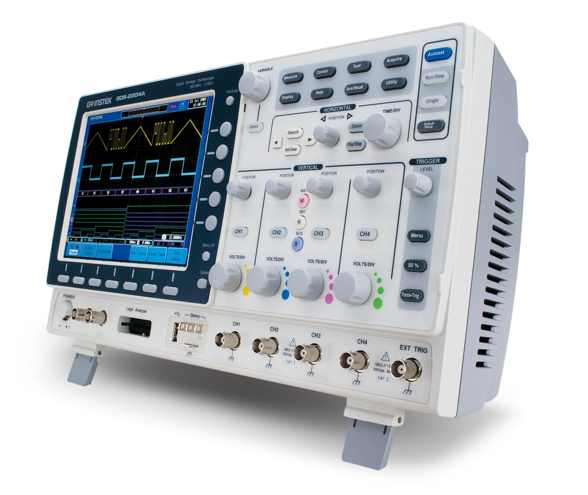 GWSINTEK GDS-2104A Low Cost Digital Storage Oscilloscope 100MHz -300MHz Bandwidth 2-4 Input Channels 8