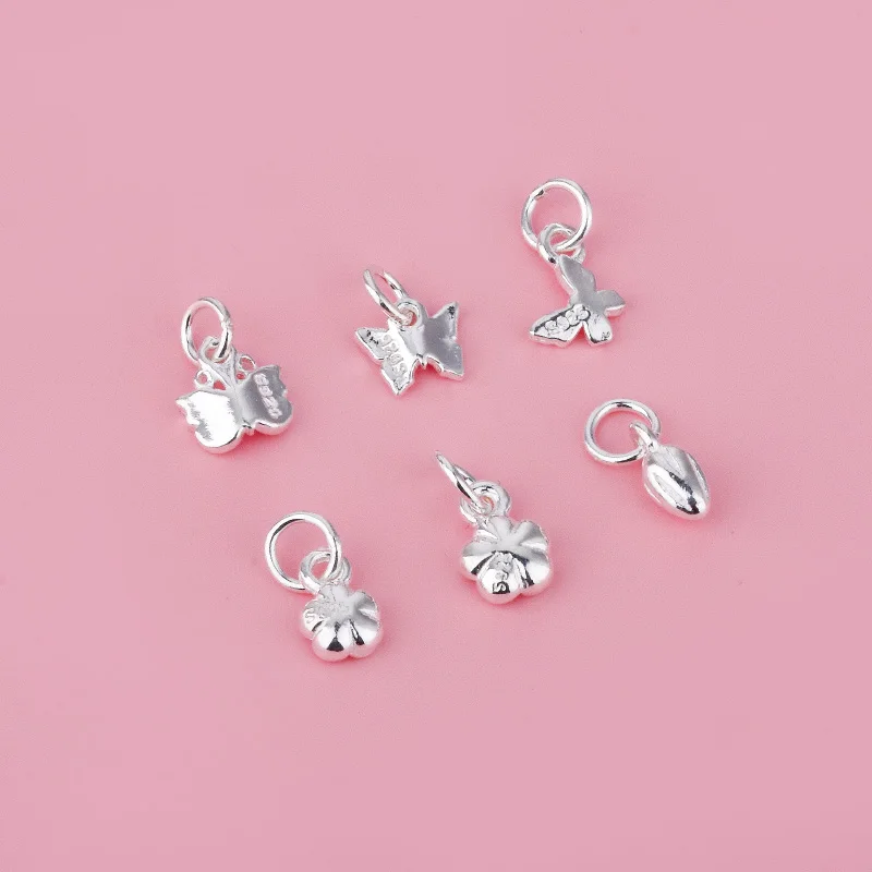 Seiko Mini Small Butterfly Flower Pendant S925 sterling silver bracelet DIY silver accessories