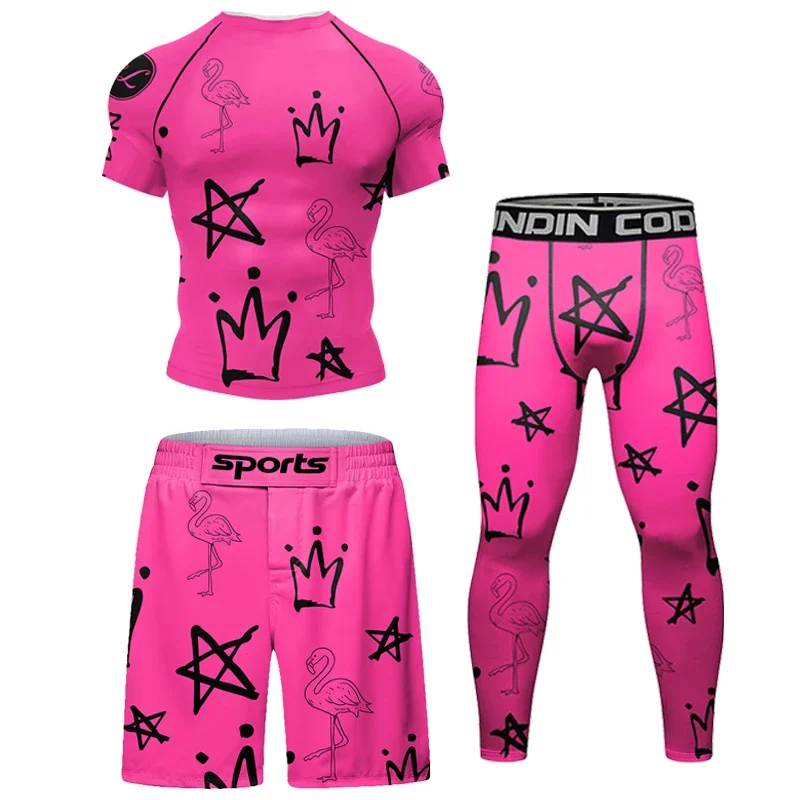 Boxe Compressão MMA Shorts para Homens, Ginásio Workout, Sportswear, Undershirts Sets, Rash Guard, Atlético Rahsguard T-Shirt, Tops