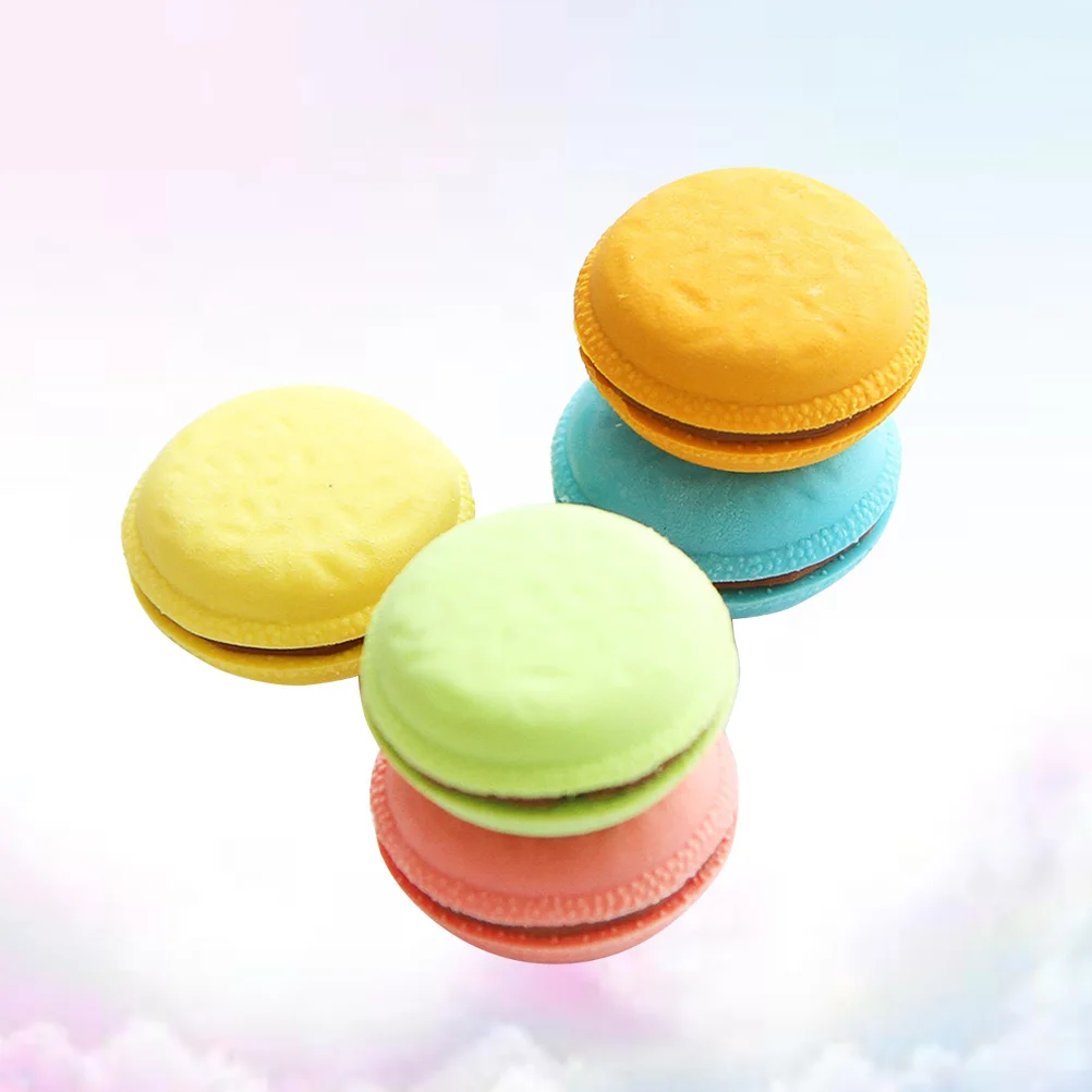 5 szt. Urocze gumki do mazania w kształcie makaroników, kawaii zestaw artykułów papierniczych, gładkie pisanie, korekcja dla uczniów, zabawne narzędzia do nauki, gumka do ołówka