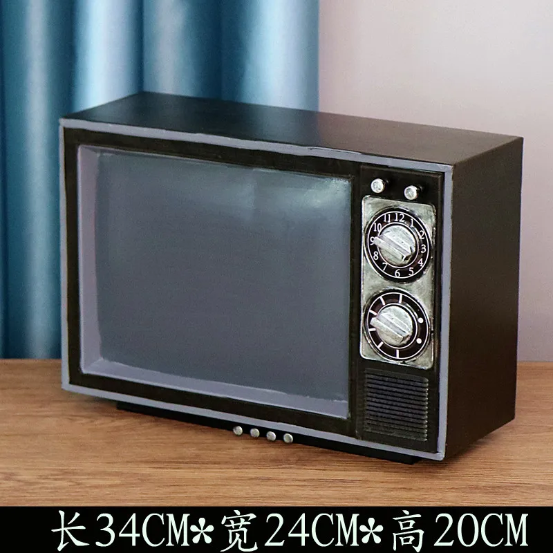 Retro and Old Home Decoration Ornaments Cafe Clothing Store Window Display Props Tin TV Model