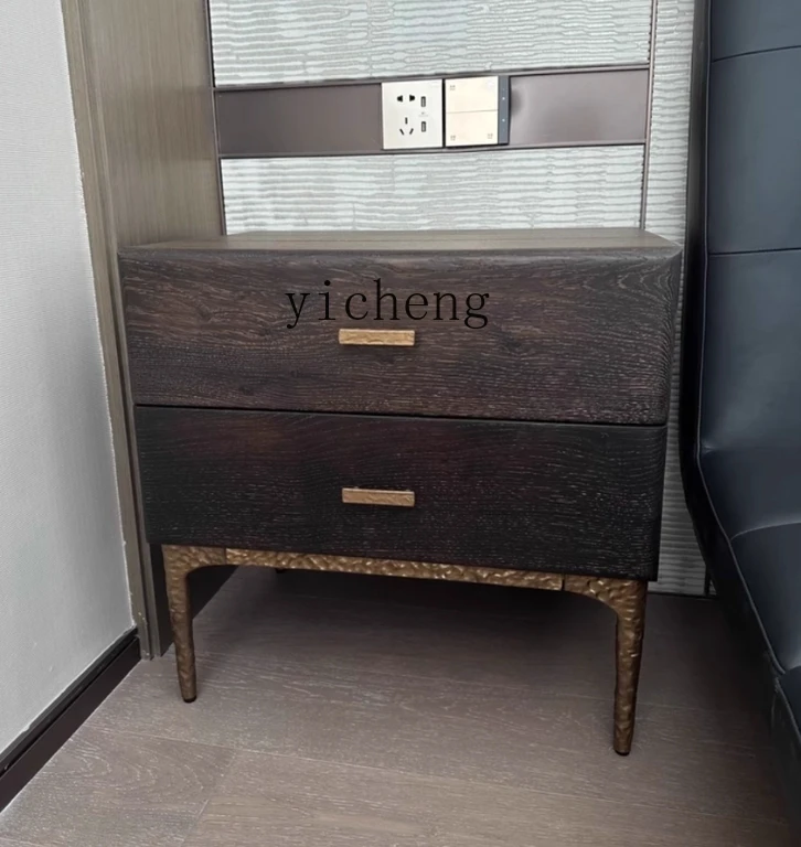 

Bedside Table White Oak Solid Wood Furniture Quiet Style Bedroom Storage Organizer Bedside Cabinet
