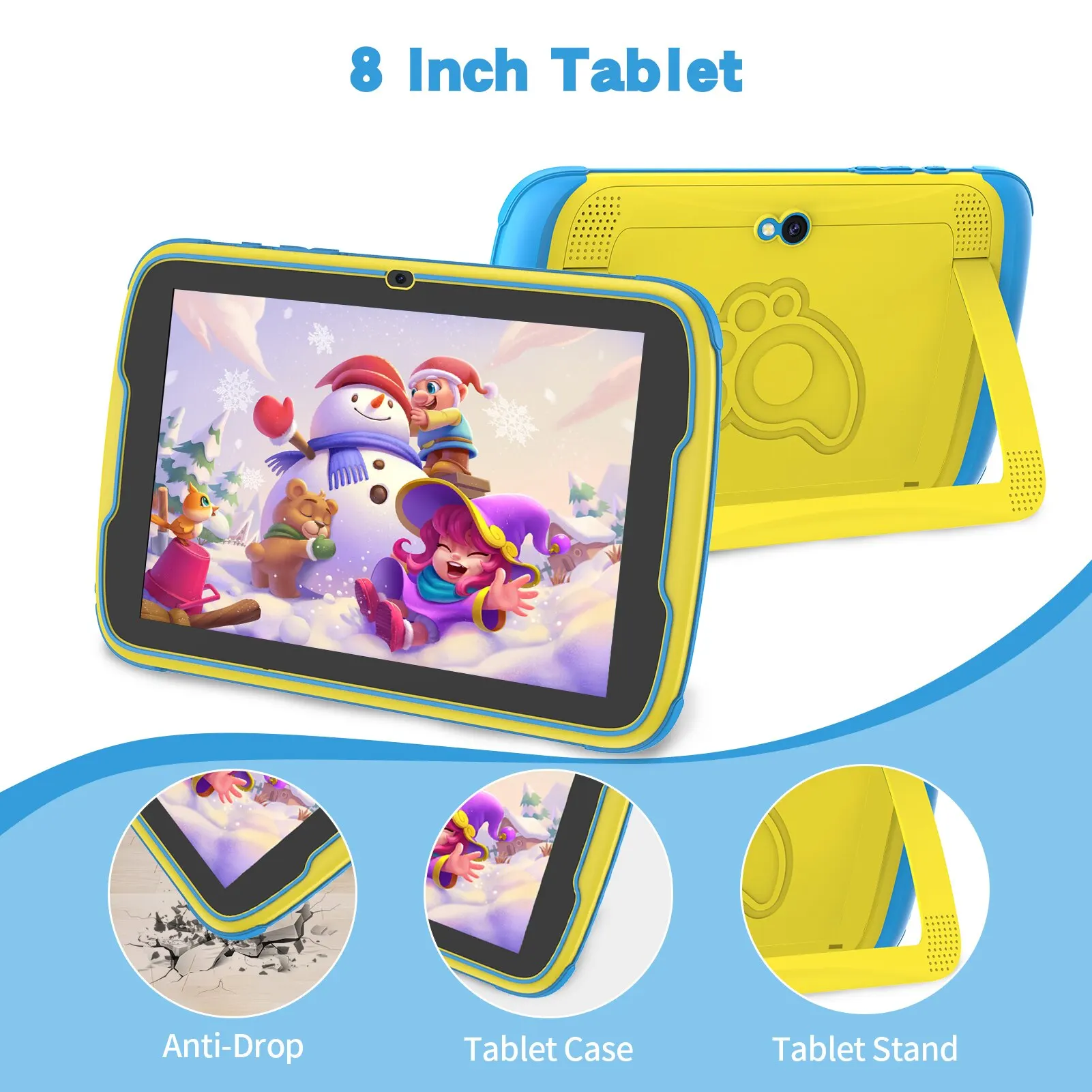 PRITOM-Tableta infantil de 8 pulgadas con sistema operativo Android 13, 8GB de RAM (expansión 4 + 4) y 64GB de ROM,1280x800 IPS, batería de 5000mAh, Control Parental