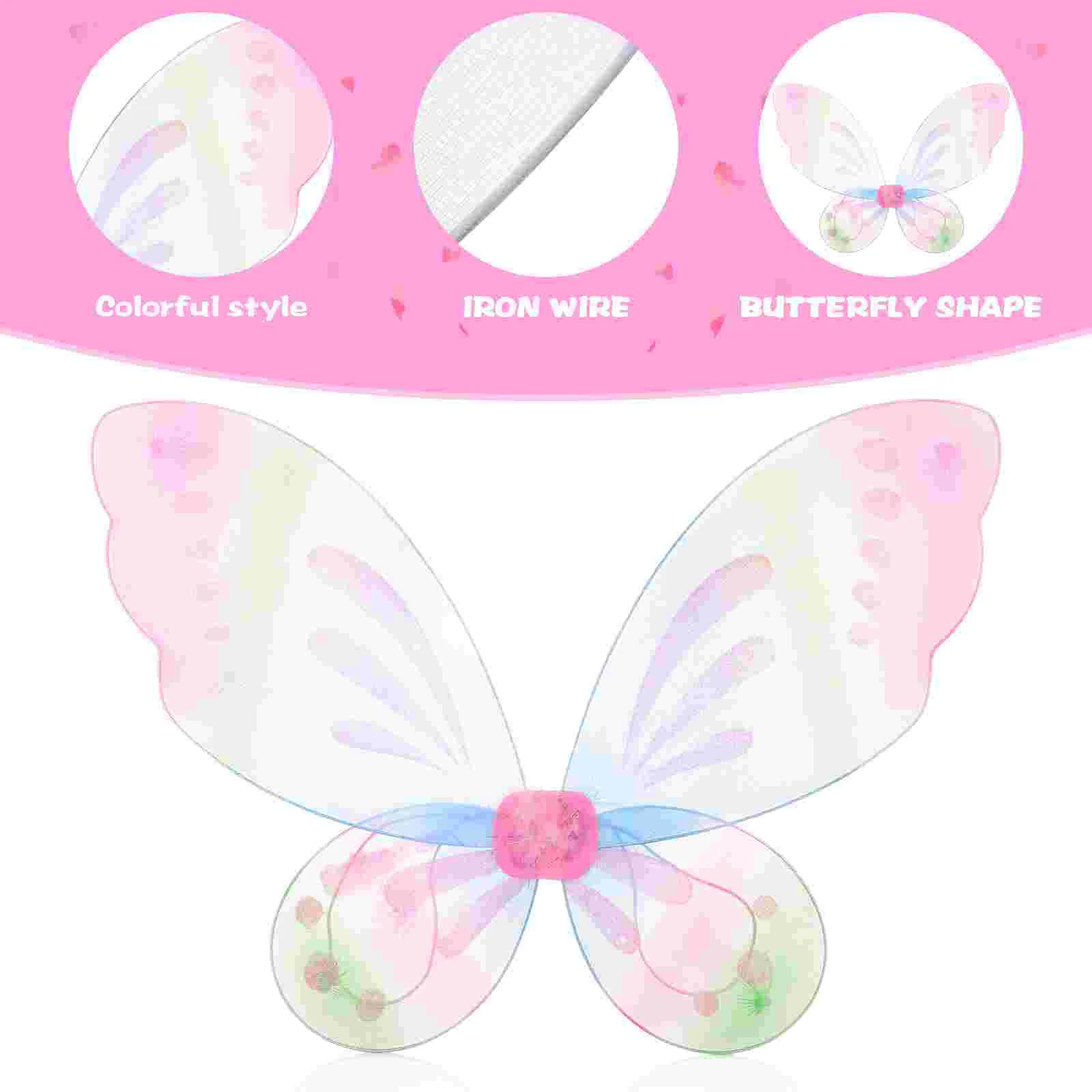 Girls Costumes Single Layer Angel Wings Fairy Optional Butterfly Pink for Kids Child