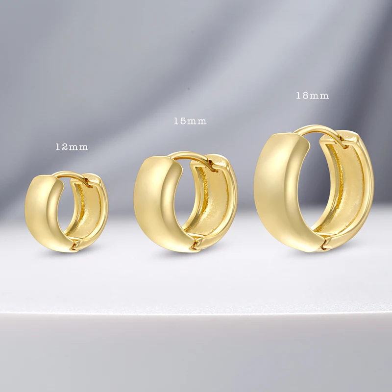 

ZHUKOU brass material 18K gold-plated glossy gold/silver 3 sizes simple earring for women 1 pair of neutral earrings：VE1508-1510