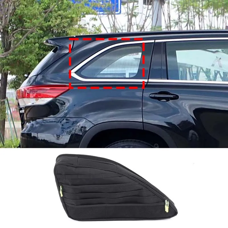 

Oxford Cloth Black For Toyota Highlander Crown Kluger 2016-2021 Car trunk side window bag car interior modification accessories