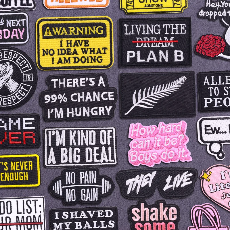 Letters/Words Embroidery Patch Iron On Patches For Clothing Thermoadhesive Patches On Clothes DIY Sewing Badges Fusible Patch