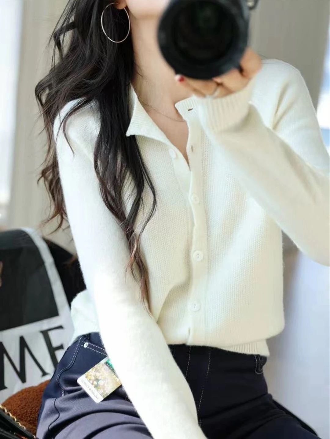 

Новый вязаный женский кардиган из 100% шерсти, свитер с круглым вырезом, модная облегающая короткая куртка, женский осенне-зимний базовый топ