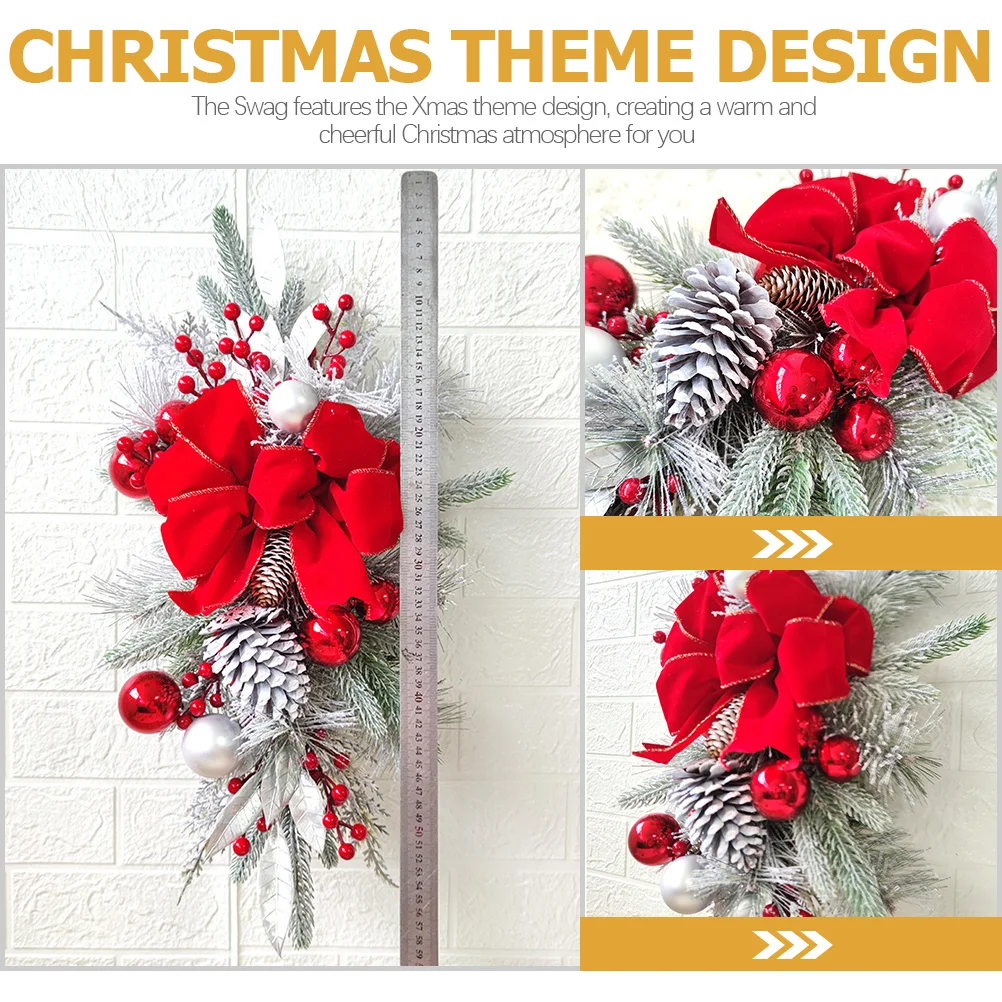 

Butterfly Bow Hanging Pendant Teardrop Garland For Christmas Stair Railing Decor Xmas Door Wall Fireplace Party Decoration