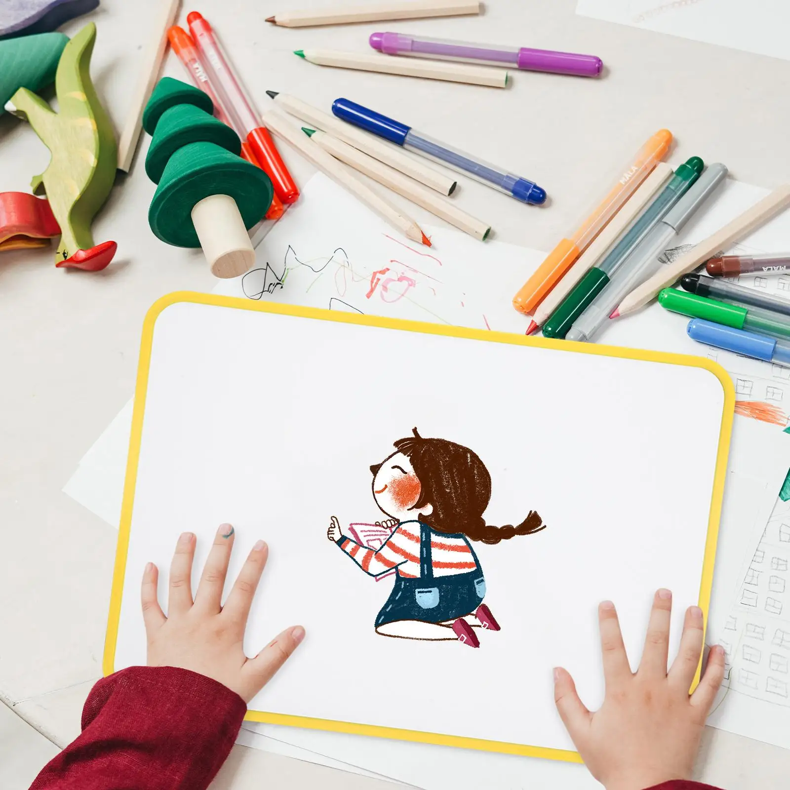 Magnetic Whiteboard Small Size Black Writing Teaching Office Use ABS Material Classroom Student Learning Dry Erase