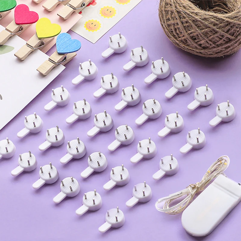 50pcs Log Wooden Clothes Photos Picture Clips String Clamp DIY Hanging Pictures Decoration Photo Binder Display Room Wall