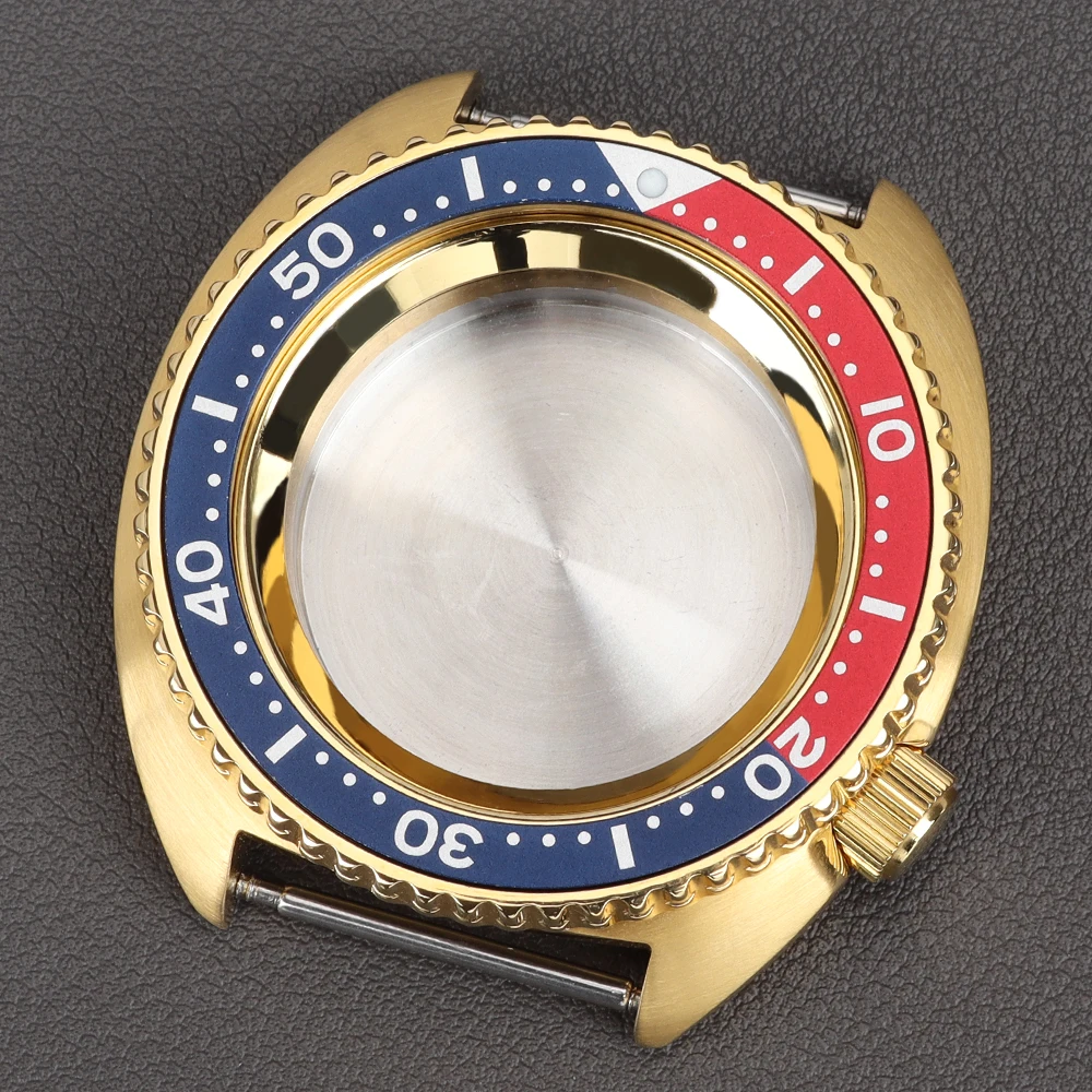 45mm Luxus-Uhrengehäuse aus 316L Stahl, Tauchergehäuse mit Saphirglas für NH34 NH35 NH36 NH38 4R35 7S26 Uhrwerke, Mod 6105 Turtle Abalone Gehäuse – Detail 2