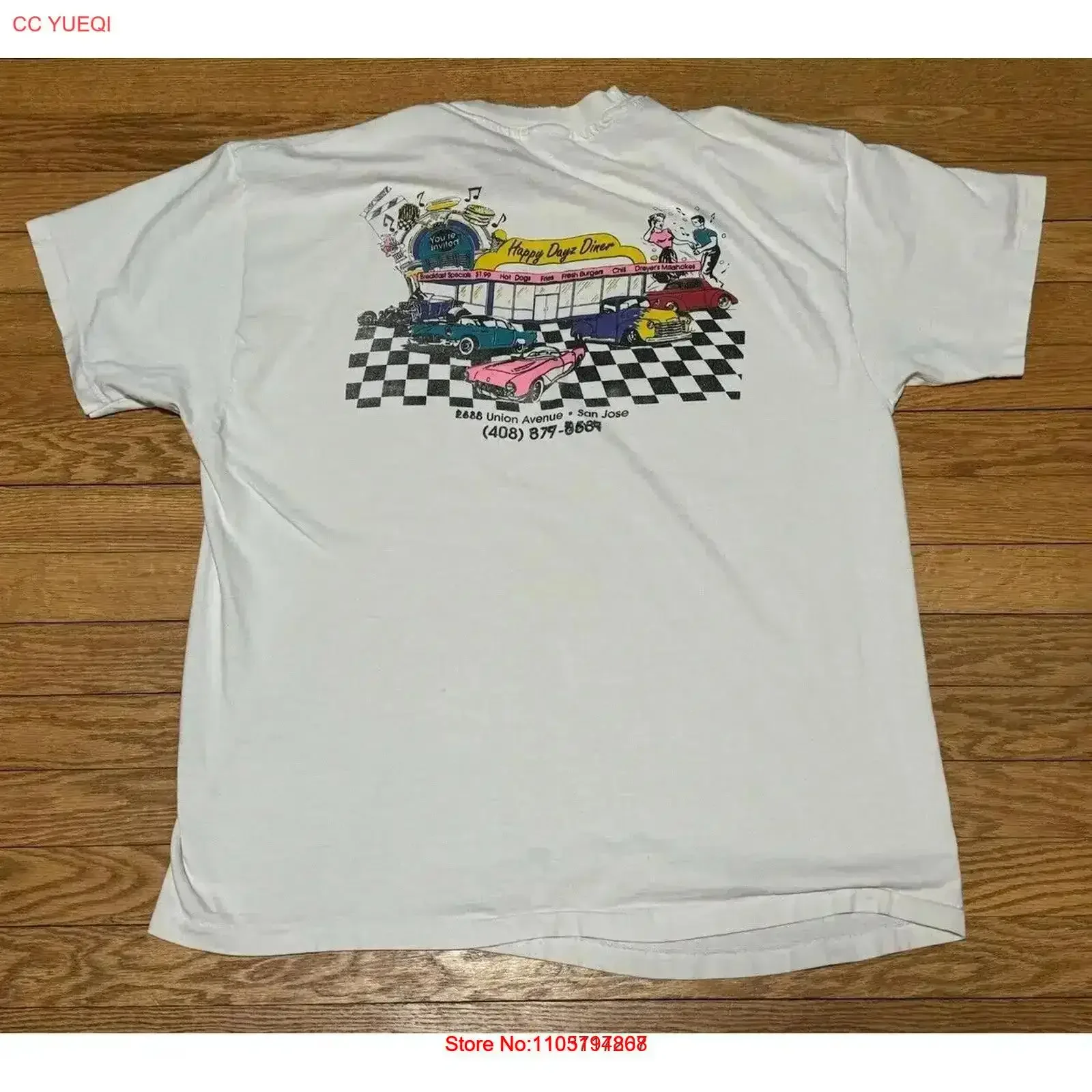 Vtg 90s Happy Dayz Diner San Jose Now Closed T Shirt Size XL vintage Washed Breathable homme Casual Stretched streetwear
