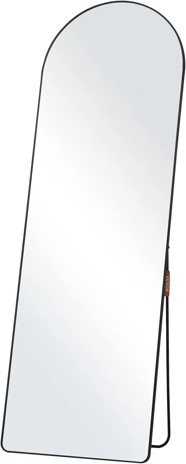 Arched Full Length Mirror, 65'' x 22'', Large Free Standing Leaning Hanging Wall Mounted Floor Mirror with Stand Aluminum