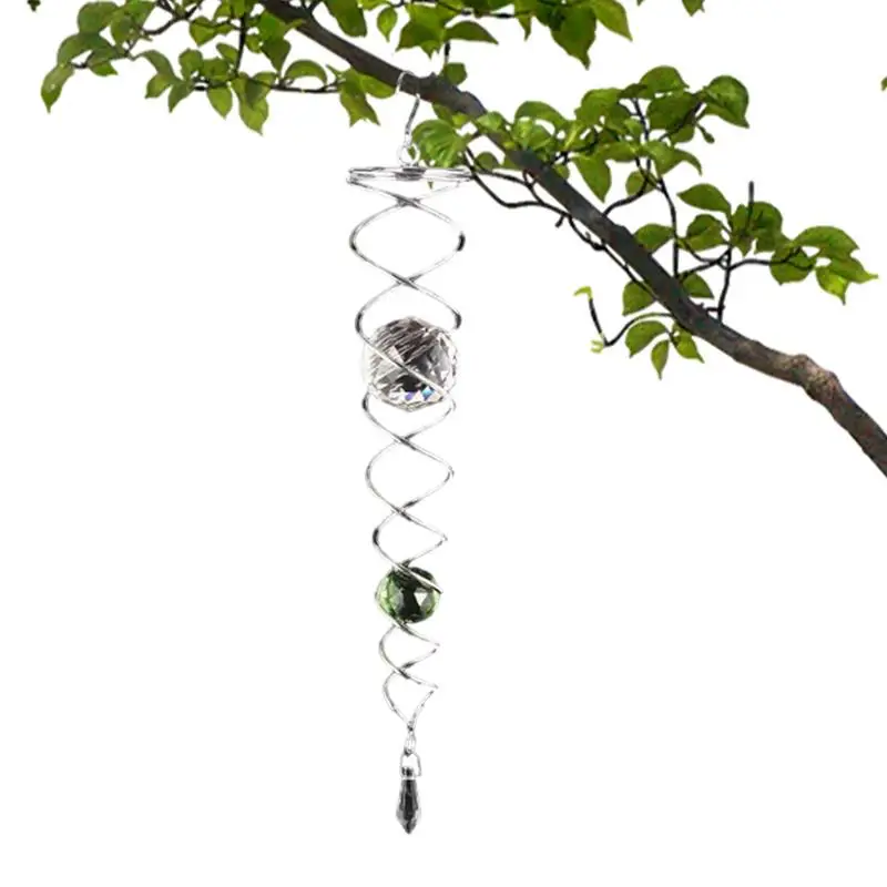 

Wind Spinners With Crystal Ball Stainless Steel Spiral Wind Spinner Crystal Ball Spinning Pendant Wind Spinner Swivel Hook