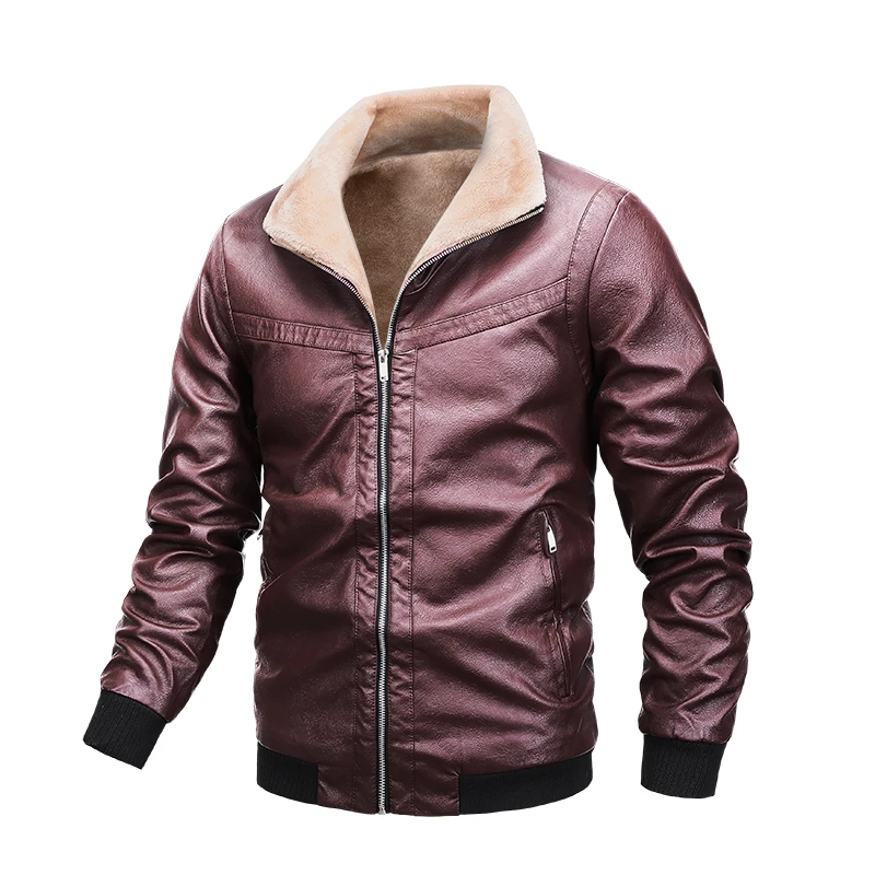 

New Men's Motorcycle Leather Jackets Fashion Biker Vintage Leather Jacket Coat Men Fleece Warm Casual Brand Mens Clothing Nice