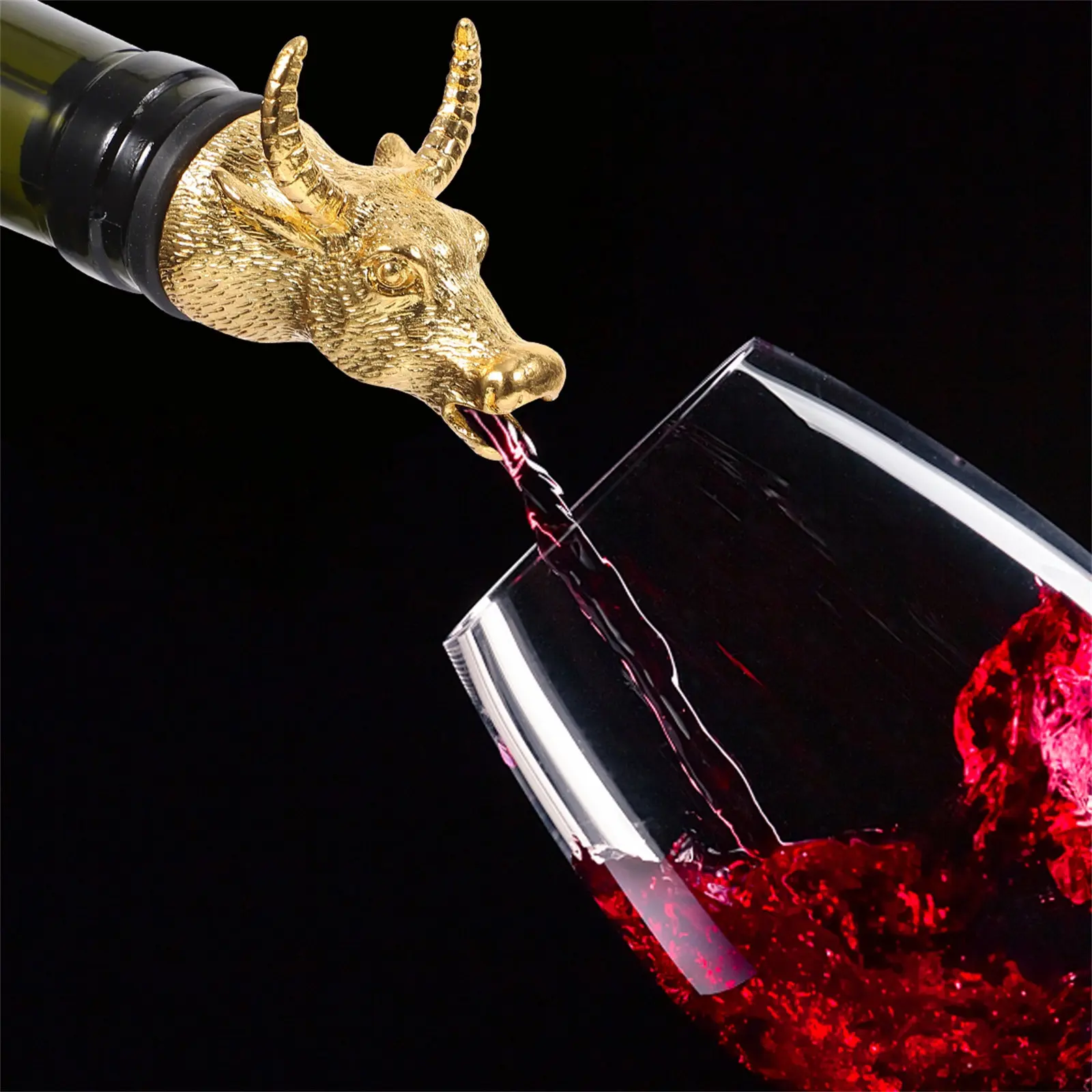 1Pcs Bull Head Wine Pourer Zinc Alloy Creative Animals Wine Aerator Bottle Stopper Leak Proof for Home Bar Bottle Stopper