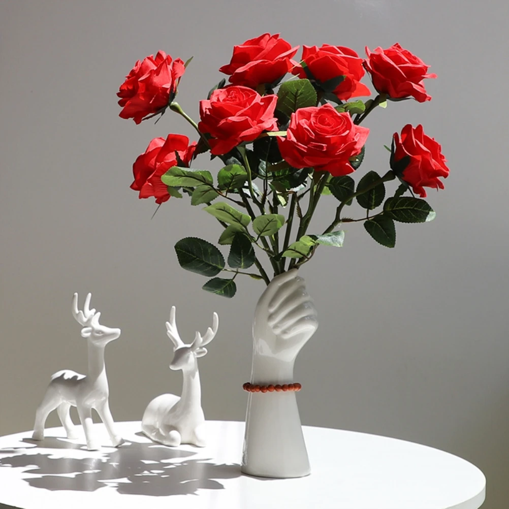 

Art Body Ceramics Vase Home Decor Hand-shaped Flower Vase Modern Home Living Room Ornament