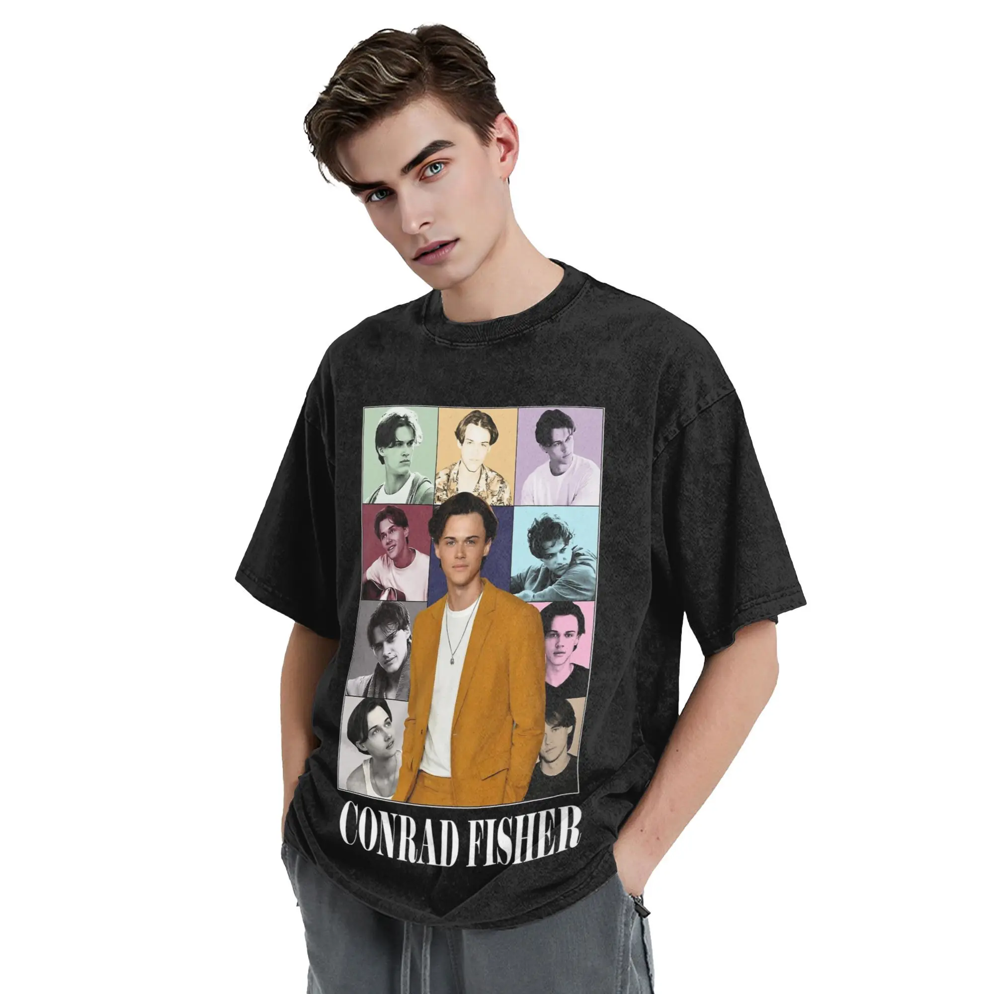 تي شيرت مغسول كونراد فيشر الصيف تي شيرت كلاسيكي جميل ملابس الشارع الشهير ملابس علوية صيفية قطنية تي شيرت للرجال والنساء