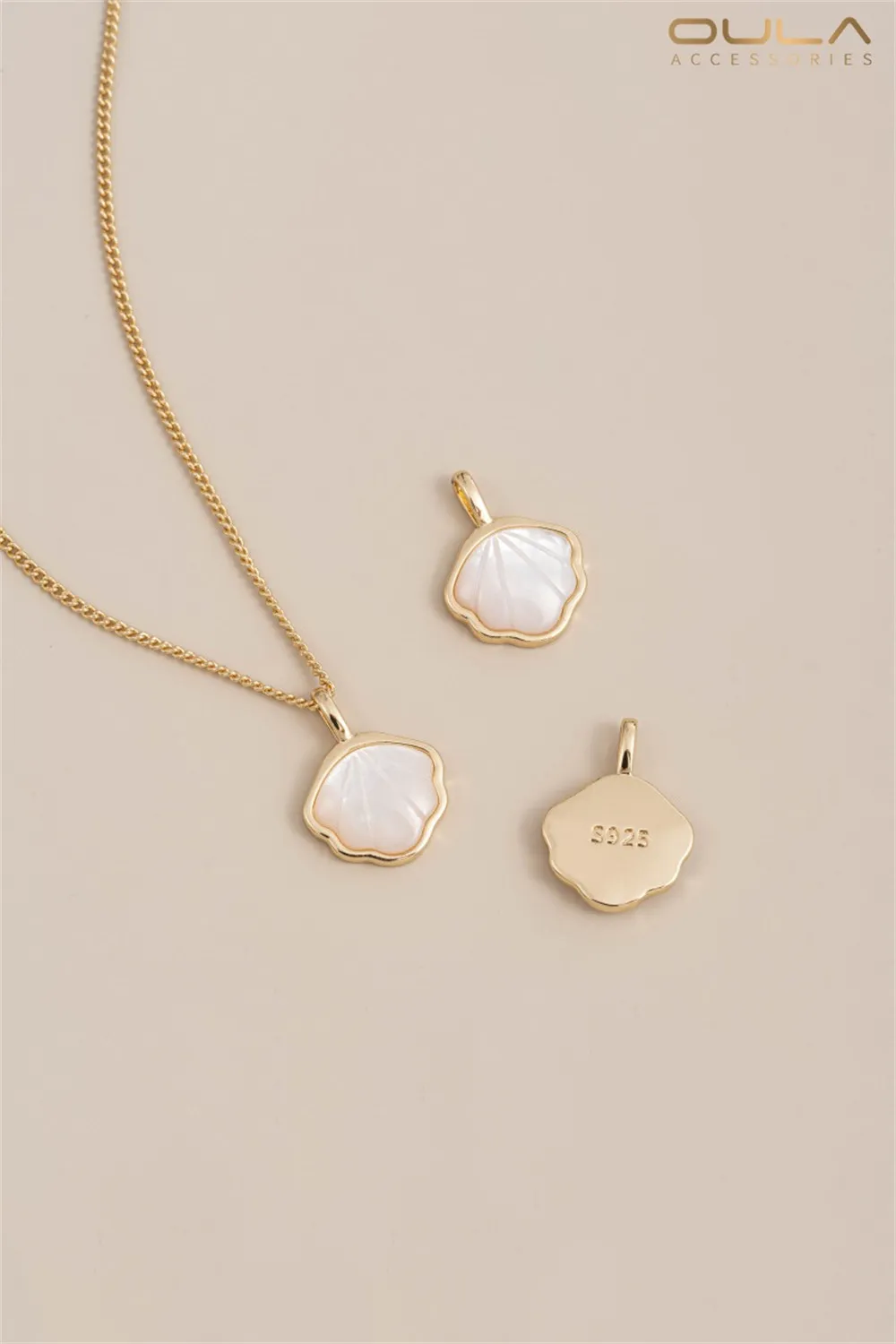 

Natural Mother-of-pearl Fan-shaped Pendant 14K, Real Gold Shell-shaped Necklace Pendant, Diy Handcrafted Collarbone Chain Pendan