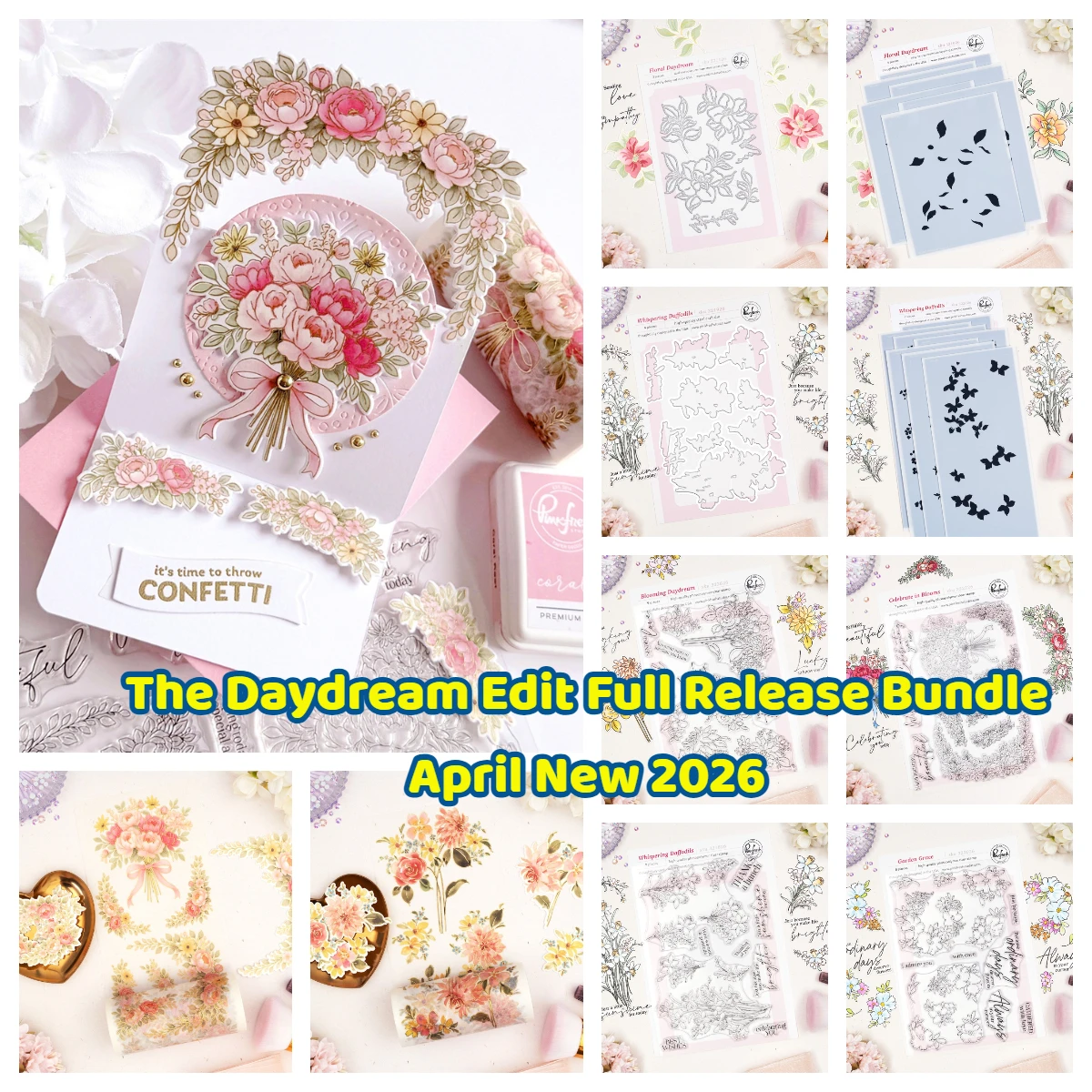 

Celebrate in Blooms Washi Tape New Stamps and Dies 2026 Daydream Edit Layered Stencils Metal Cutting Die Scrapbook DIY Handmade