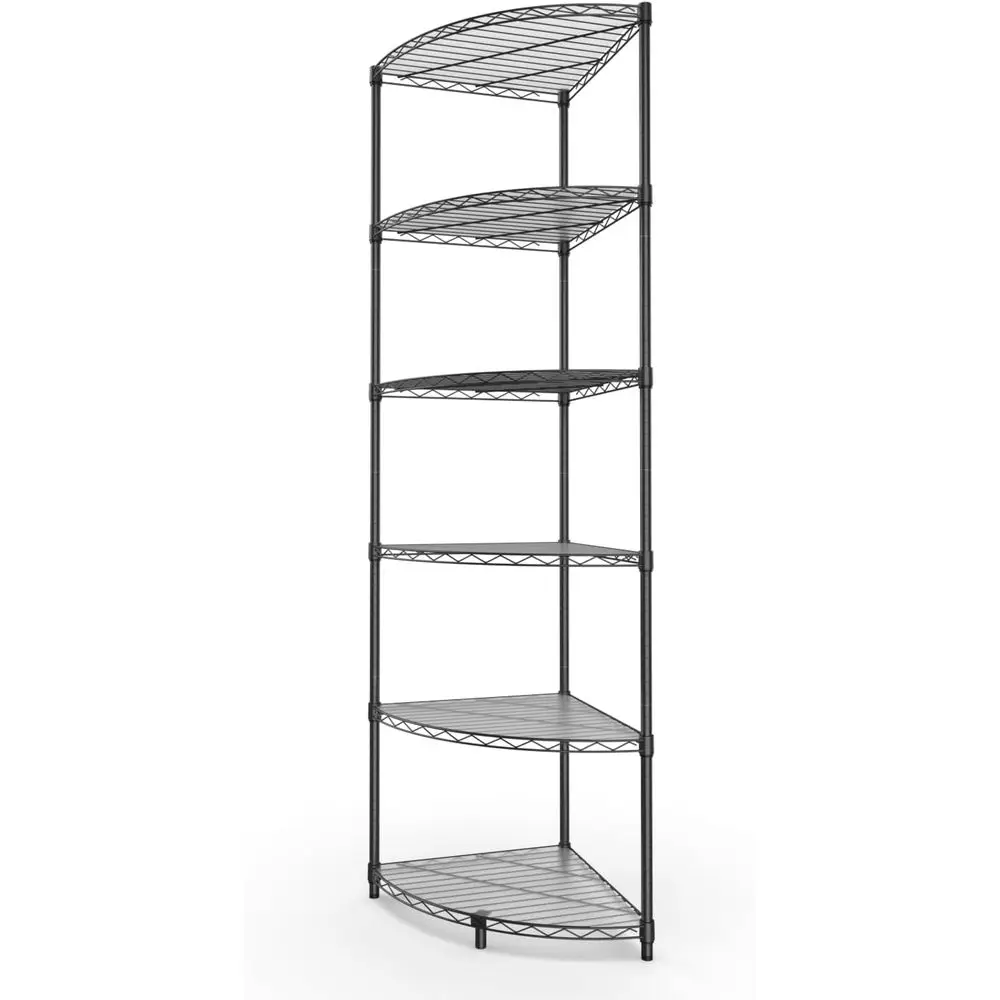 

6-Tier Heavy-Duty Adjustable Metal Storage Rack, 420lbs Capacity, for Kitchen, Closet, Bathroom, Garage, Basement, Black, 72H x
