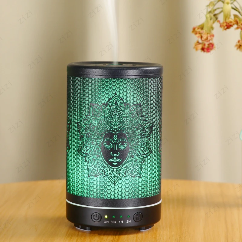 Iron Hollowed Out Sun God Flower Fragrance Burner Colorful Atmosphere Light Humidification Aromatherapy Machine