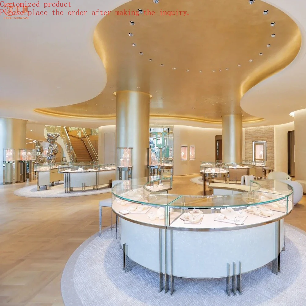 

Custom.High-end Glass Display Case Jewelry Showcase Custom Retail Fine Jewellery Display Cabinets for Shops