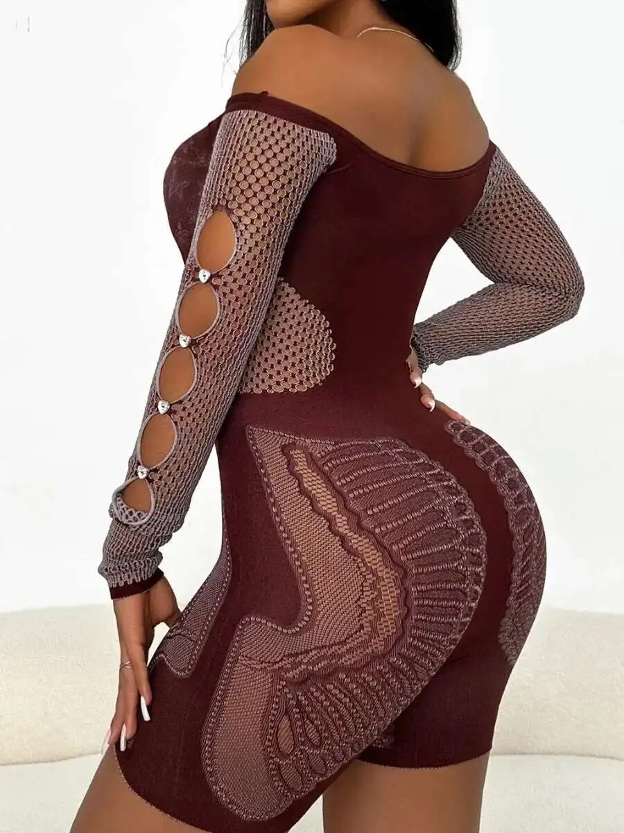 

Sexy Women 2024 One-pieces Outfits Hollow Out Bodysuits Black Bodycon Long Sleeve Romper Playsuits Bodysuits Comfortable 4LXS