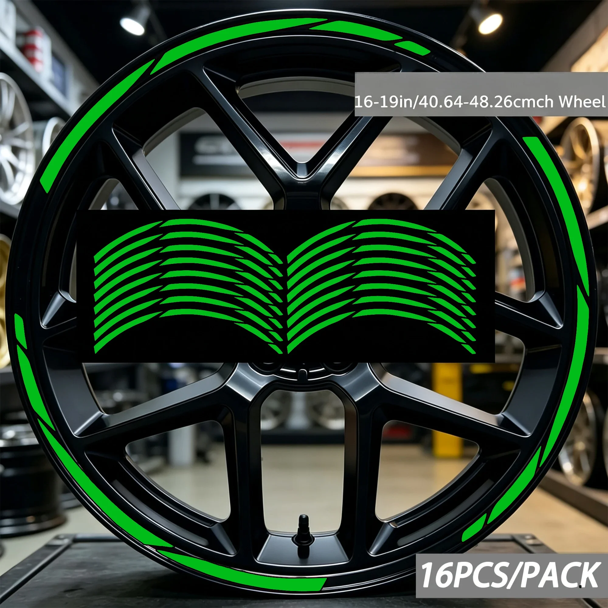 16 Stück/1 Set für 16-19 Zoll Motorrad-Felgenaufkleber, Vinyl-Sticker, wasserdichte Moto-Außen-Tuning-Zubehörteile – Detail 3