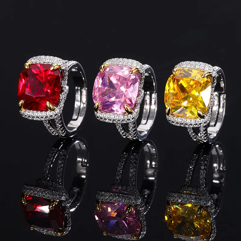 

European and American Jewelry Gold Zircon Ring Ruby Ring Pink Zircon Ring