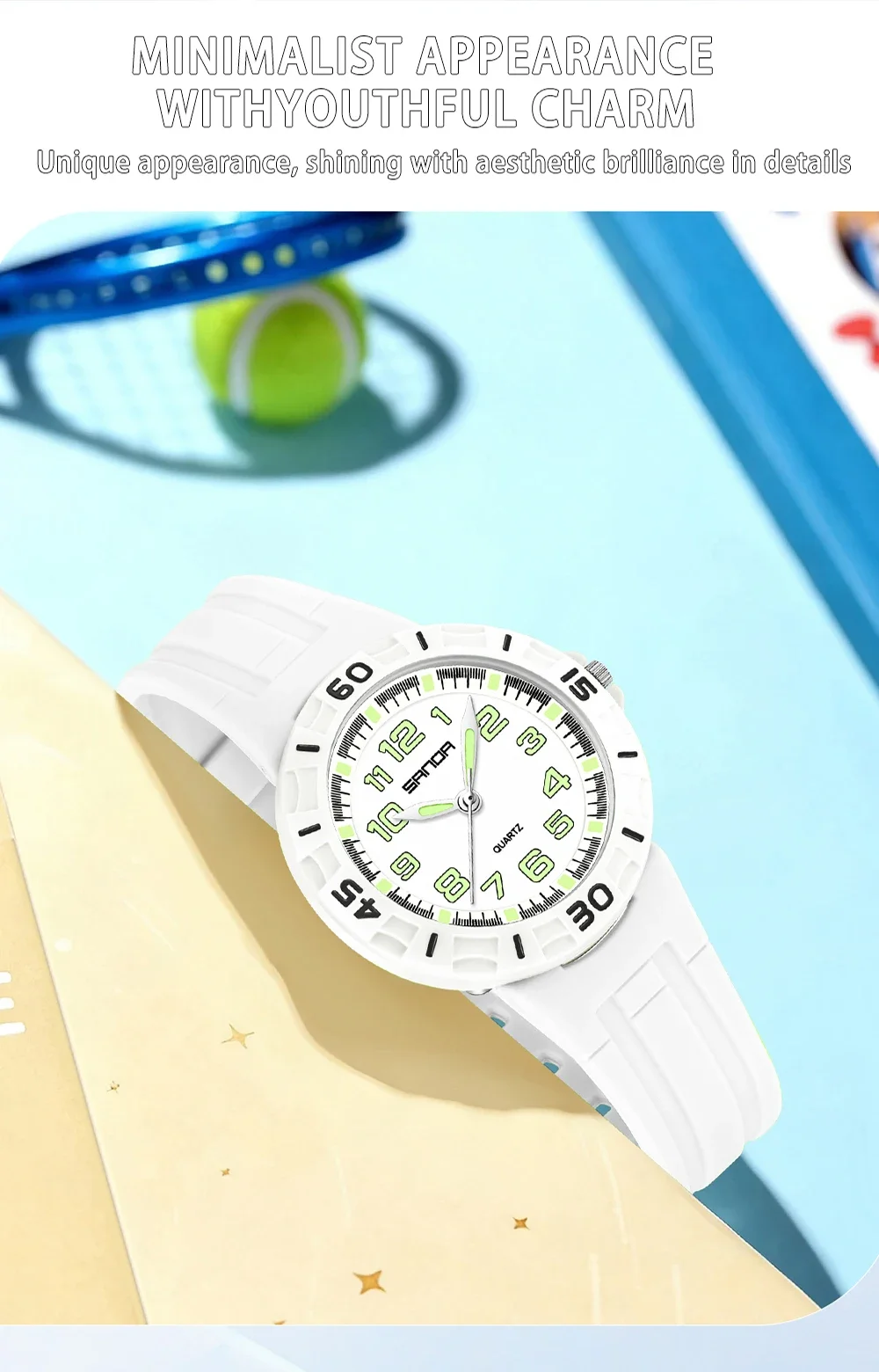 SANDA 6386 Student Quartz Watch 50m Waterproof Luminous Durable Sports Watch for Men and Women Simple and Elegant