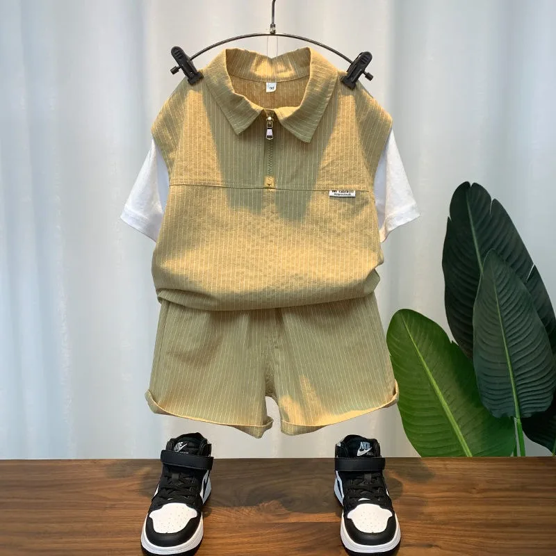 

Thin Stripes 2025 Kids Clothes Single Suits and Cut Designer Summer Wear Clothing Set Child Boys' Children From 4 Years Old Suit