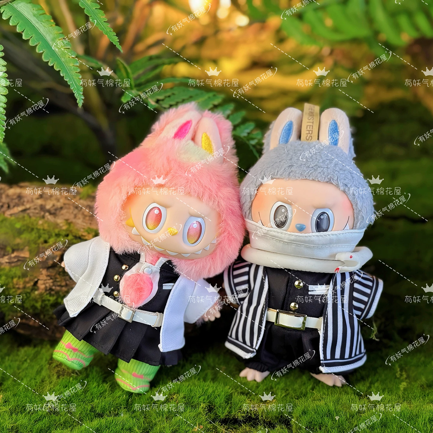 Demon Slayer For Labubu Outfit, Mitsuri & Obanai Couple Set Fit For 17cm Labubu 1st 2nd 3rd Gen Doll Clothes