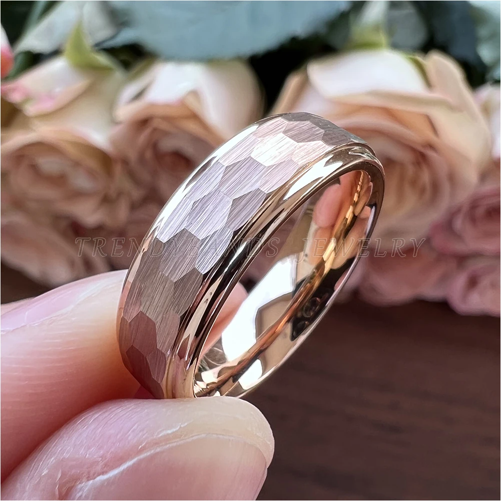 8mm Tungsten Carbide Ring Engagement Wedding Band Hammered Men's Women's Couple's Anniversary Fashion Jewelry