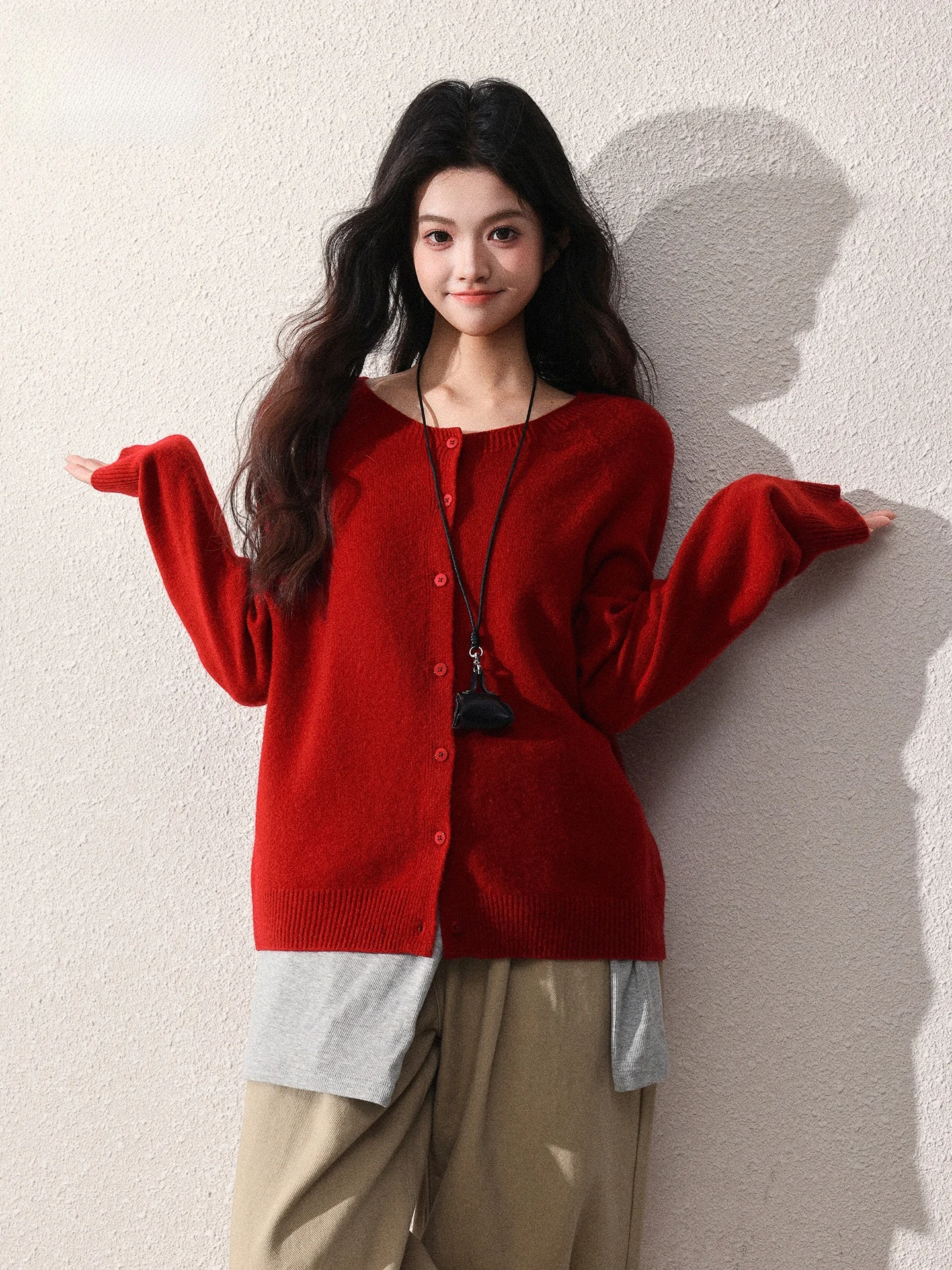 

Sweet Style Women's Open Cardigan Knitted Wool Cashmere Long Sleeve Sweater Button up Slimming Summer New Arrival from China